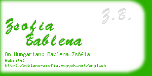zsofia bablena business card